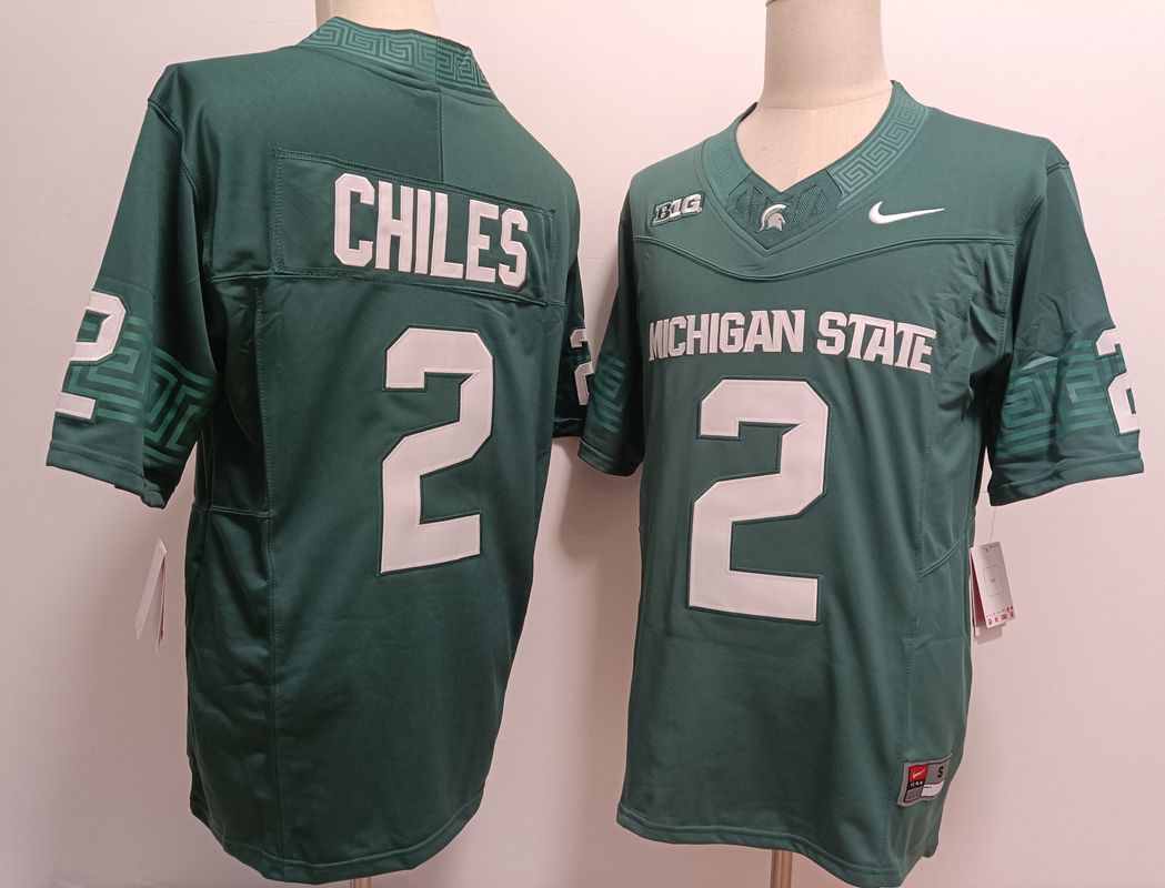 Men Michigan State Spartans 2 Chiles Green Nike 2025 NCAA Jersey